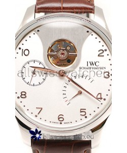 IWC Portuguese Tourbillon Mystere Japanese Replica Watch in White Dial