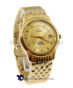 Omega Co-Axial Deville Japanese Gold Watch in Golden Markers