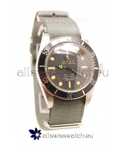 Rolex Submariner Swiss Watch Grey Nylon Strap Watch