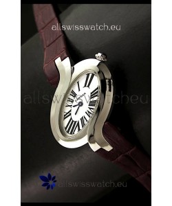 Delices De cartier Japanese Watch in Maroon Strap