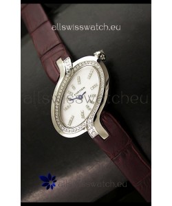 Delices De Cartier Ladies Replica Japanese Watch in Brown Leather Strap