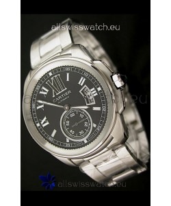 Calibre De Cartier Japanese Automatic Replica Watch in Black Dial