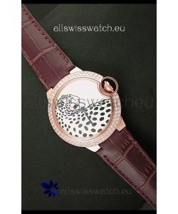 Ballon De Cartier Watch in Pink Gold Casing with Diamonds Bezel
