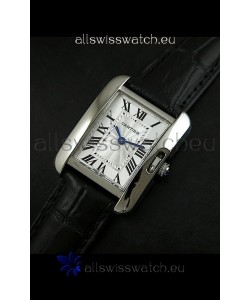 Cartier Louis Japanese Replica Ladies Watch in Black Strap