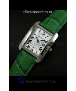 Cartier Louis Japanese Replica Ladies Watch in Green Strap