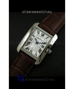 Cartier Louis Japanese Replica Ladies Watch in Brown Strap