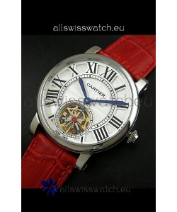 Cartier Ronde de Tourbillon Japanese Replica Watch in Red Strap