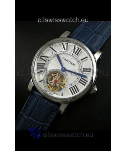Cartier Ronde de Tourbillon Japanese Replica Watch in Blue Strap