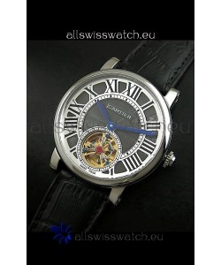 Cartier Ronde de Tourbillon Japanese Replica Watch in Black Dial