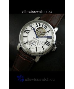 Ballon De Cartier Flying Tourbillon Japanese Replica Watch - Brown Strap