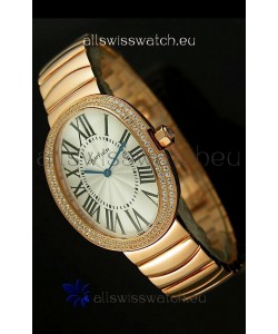 Cartier Baignoire Japanese Replica Watch in Yellow Gold/Diamonds Bezel