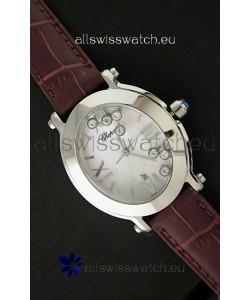 Chopard Happy Sport Ladies Japanese Replica Watch in Brown Strap