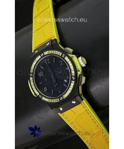 Hublot Big Bang All Black Edition Japanese Quartz Watch in Lemon Colour