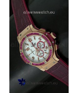 Hublot Big Bang All Black Edition Japanese Quartz Watch in Red Color