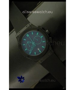 Hublot Big Bang Classic Fusion Chrono Japanese Watch with Green Markers Ceramic Case