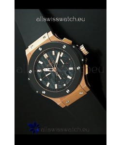 Hublot Big Bang Pink Gold Swiss Replica Watch - 1:1 Mirror Replica Carbon Dial