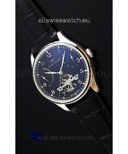 IWC Portuguese FA Jones Japanese Replica Watch in Black Dial with Tourbillon
