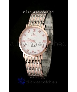 Omega DeVelie Japanese Replica Rose Gold Watch 