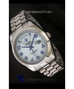 Rolex Day Date Japanese Replica Steel Watch in White Dial