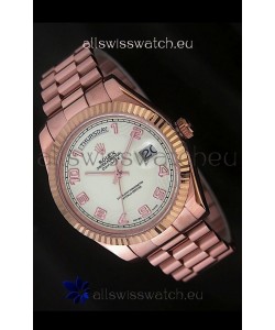 Rolex Day Date Japanese Replica Steel Watch in Arabic Markers