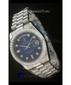 Rolex Day Date Just Japanese Replica Watch in Dark Blue Dial