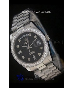 Rolex Day Date Just Japanese Replica Watch in Black Dial