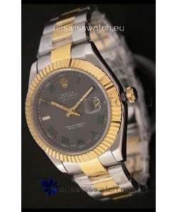Rolex Day Date Just Japanese Replica Two Tone Gold Watch in Grey Dial