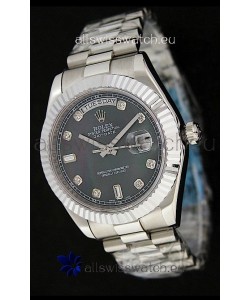Rolex Oyster Perpetual Day Date Japanese Replica Watch in Black Mother of Pearl Dial