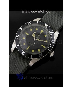 Rolex Submariner Swiss Replica Watch in Domed Crystal Grey Nylon Strap