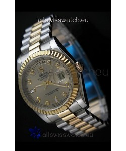 Rolex Day Date Just Japanese Replica Two Tone Gold Watch in Golden Dial