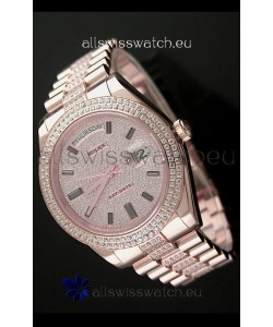 Rolex Day Date Japanese Automatic Rose Gold Watch in Ruby Stick Markers