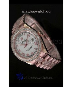 Rolex Oyster Perpetual Day Date Japanese Rose Gold Automatic Watch in Roman Markers