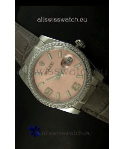 Rolex Replica Datejust Swiss Replica Watch - 37MM - Champange Dial/Grey Strap