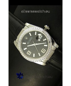 Rolex Replica Datejust Swiss Replica Watch - 37MM - Black Dial/Strap