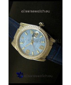 Rolex Replica Datejust Swiss Replica Watch - 37MM - Blue Dial/Strap