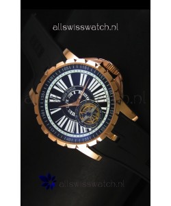 Roger Dubuis Excalibur Tourbillon Watch - Rose Gold Plating Black Dial