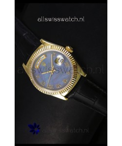 Rolex Day Date 36MM Yellow Gold Swiss Replica Watch - Blue MOP Dial