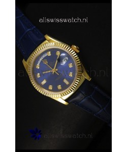 Rolex Day Date 36MM Yellow Gold Swiss Replica Watch - Dark Blue Dial