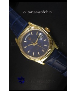 Rolex Day Date 36MM Yellow Gold Swiss Replica Watch - Dark Blue Dial