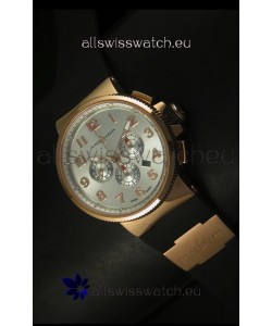 Ulysse Nardin Marine Chronograph Rose Gold Steel Arabic Black Dial - 1:1 Mirror Replica