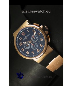 Ulysse Nardin Marine Chronograph Rose Gold Black Arabic Black Dial - 1:1 Mirror Replica